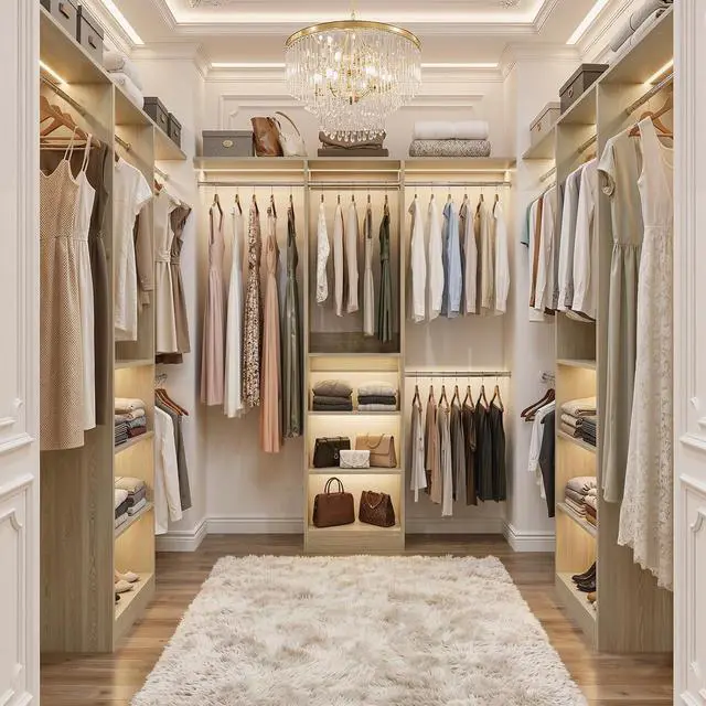 Alt view image 4 of 7 - 4FT Small Closet System, 80"H Closet Organizer System with 4 Closets Rods & 3 Shelves, 48" Closets Organizers and Storage for Small Bedrooms, Laundry Rooms, Cloakrooms, White Oak
