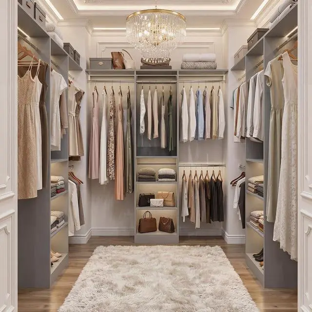 Alt view image 4 of 7 - 4FT Small Closet System, 80"H Closet Organizer System with 4 Closets Rods & 3 Shelves, 48" Closets Organizers and Storage for Small Bedrooms, Laundry Rooms, Cloakrooms, Grey