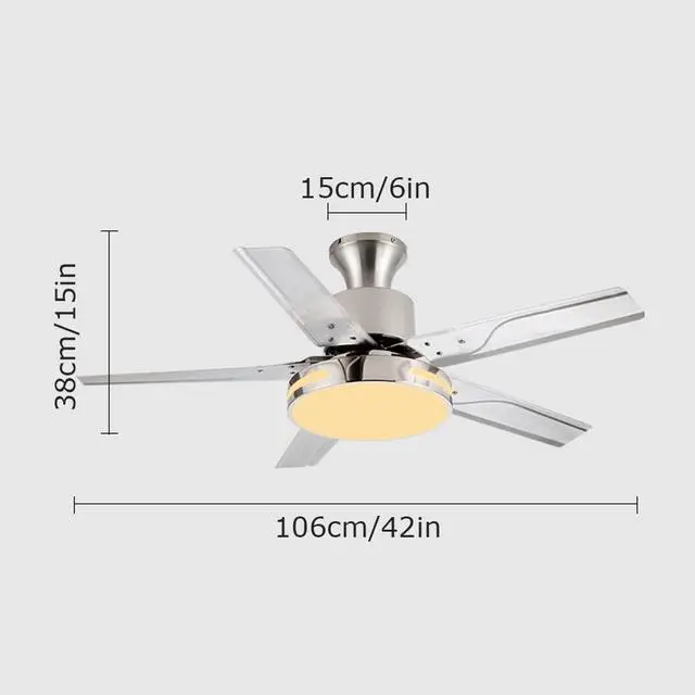 Alt view image 6 of 6 - Modern Dimmable Ceiling Fan Light Ceiling Fans with Lights and Remote 42 Inch 5-Blade Bedroom Ceiling Fan Mute Ceiling Fans with Lights Flush Mount for Living Room Kids Room