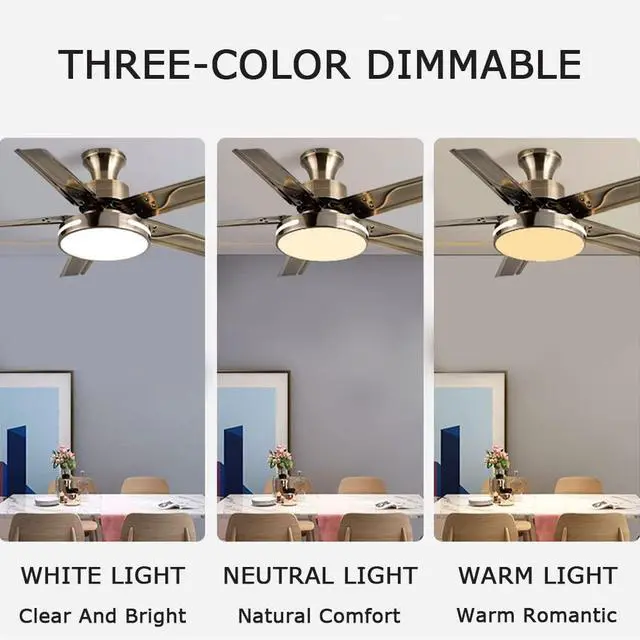 Alt view image 6 of 7 - Modern Dimmable Ceiling Fan Light Ceiling Fans with Lights and Remote 42 Inch 5-Blade Bedroom Ceiling Fan Mute Ceiling Fans with Lights Flush Mount for Living Room Kids Room