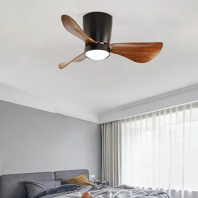 Alt view image 2 of 5 - Simple 23.6 Inch Ceiling Fan With Lights Flush Mount Bedroom Ceiling Fan Small Ceiling Fans With Lights And Remote LED 3-Blade Low Profile Fan Light Outdoor Ceiling Fans For Patios