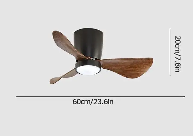 Alt view image 5 of 5 - Simple 23.6 Inch Ceiling Fan With Lights Flush Mount Bedroom Ceiling Fan Small Ceiling Fans With Lights And Remote LED 3-Blade Low Profile Fan Light Outdoor Ceiling Fans For Patios