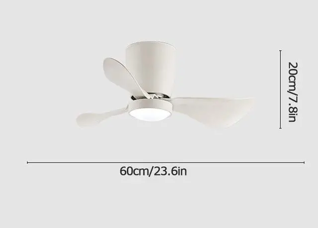 Alt view image 5 of 5 - Simple 23.6 Inch Ceiling Fan with Lights Flush Mount Bedroom Ceiling Fan Small Ceiling Fans with Lights and Remote LED 3-Blade Low Profile Fan Light Outdoor Ceiling Fans for Patios