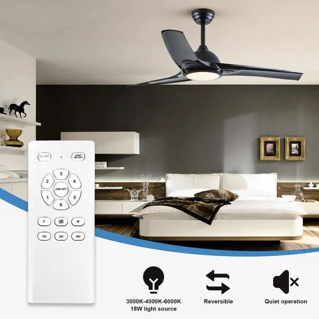 Alt view image 2 of 7 - American Retro Ceiling Fans with Lights 42/52 inch Ceiling Fan with Remote Reversible 3CCT, Dimmable, Quiet, Black Small Ceiling Fan for Bedroom Indoor/Outdoor Use