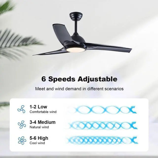 Alt view image 4 of 7 - American Retro Ceiling Fans with Lights 42/52 inch Ceiling Fan with Remote Reversible 3CCT, Dimmable, Quiet, Black Small Ceiling Fan for Bedroom Indoor/Outdoor Use