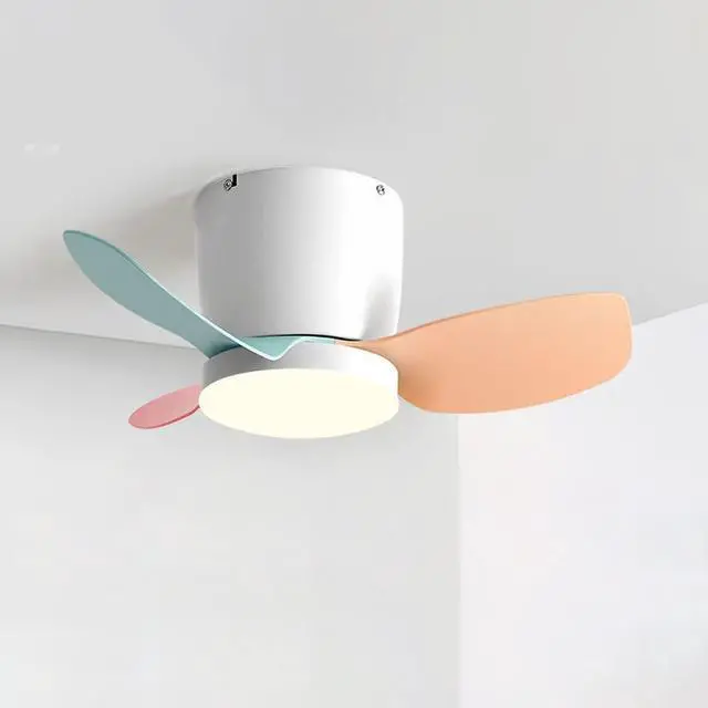 Main image of Modern Simple Ceiling Fan with Lights 24 Inch Ceiling Fan with Lights and Remote Small LED Kids Room Ceiling Fan Light Color Flush Mount Ceiling Fan with Lights