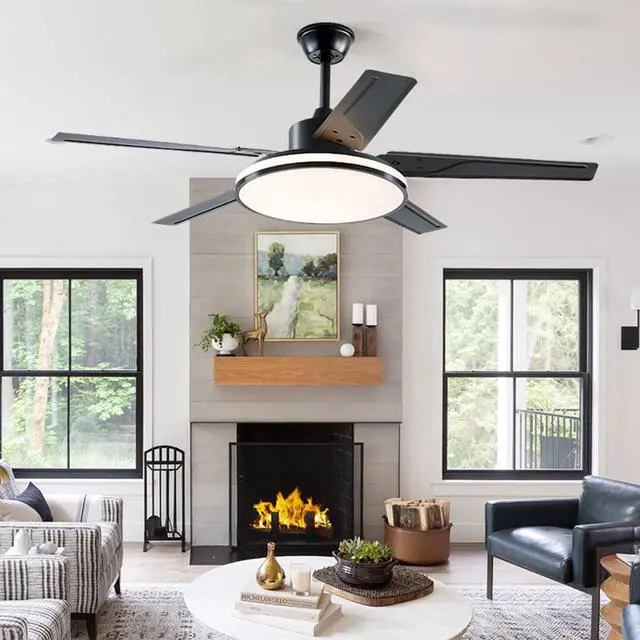 Alt view image 5 of 7 - 52 inch Large Light Panel Ceiling Fans with Lights and Remote Reversible DC Motor Modern Ceiling Fans 6-Speed 3 CCT Dimmable 5 Blades Ceiling Fans for Living Room Office Patio