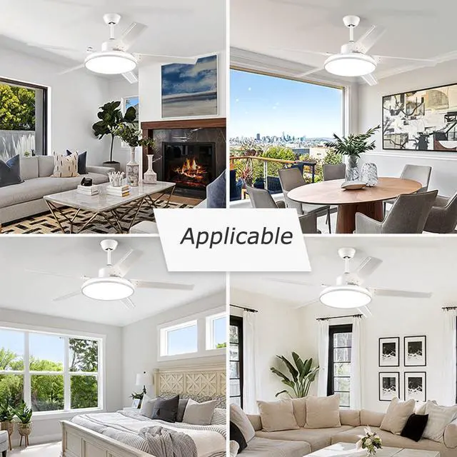 Alt view image 6 of 7 - 52 inch Large Light Panel Ceiling Fans with Lights and Remote Reversible DC Motor Modern Ceiling Fans 6-Speed 3 CCT Dimmable 5 Blades Ceiling Fans for Living Room Office Patio