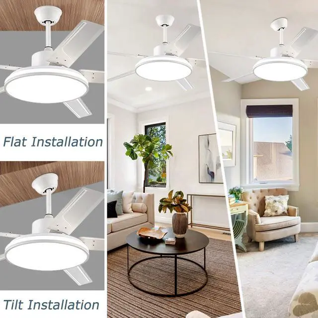 Alt view image 5 of 7 - 52 inch Large Light Panel Ceiling Fans with Lights and Remote Reversible DC Motor Modern Ceiling Fans 6-Speed 3 CCT Dimmable 5 Blades Ceiling Fans for Living Room Office Patio
