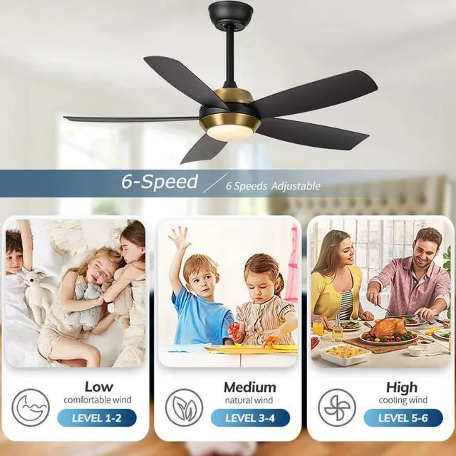 Alt view image 5 of 7 - Ceiling Fans with Lights 42 inch Ceiling Fan with Light and Remote 3CCT 6 Wind Speeds Reversible Modern Ceiling Fans for Bedroom Living Room Kitchen Indoor/Outdoor Use