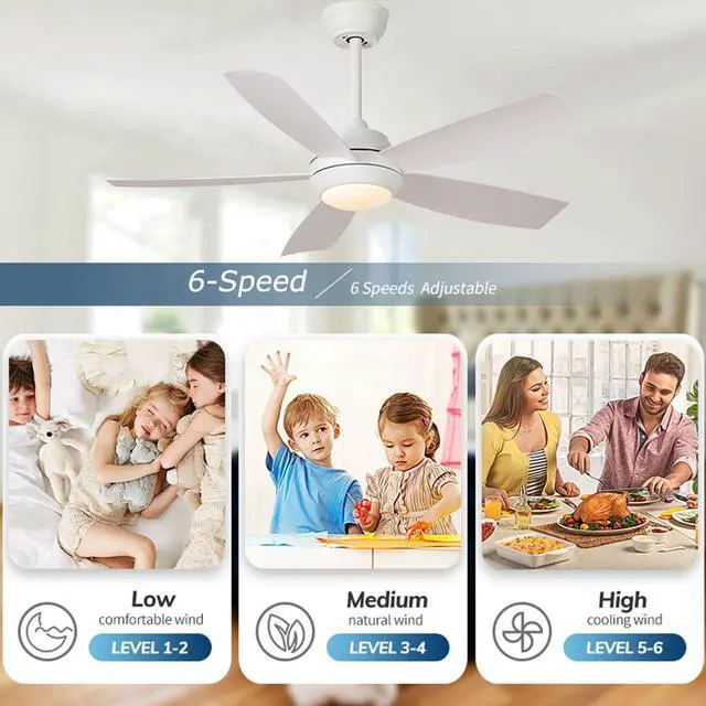 Alt view image 5 of 7 - Ceiling Fans with Lights 42 inch Ceiling Fan with Light and Remote 3CCT 6 Wind Speeds Reversible Modern Ceiling Fans for Bedroom Living Room Kitchen Indoor/Outdoor Use