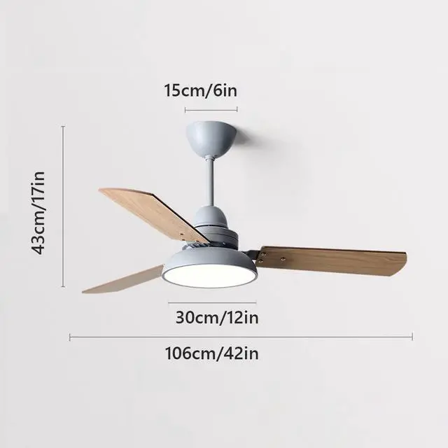 Alt view image 6 of 6 - Simple Mute Ceiling Fan with Lights 42 Inch Ceiling Fans with Lights and Remote LED Dimmable Ceiling Fan Light Modern Low Profile Fan Light for Bedroom Living Room