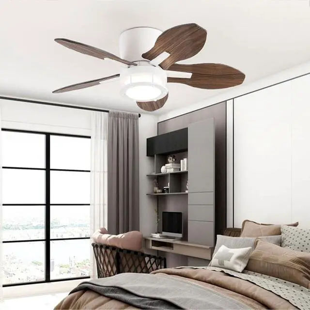 Alt view image 4 of 7 - 42 inch Ceiling Fans with Lights Flush Mount Ceiling Fan with Light and Remote 3 Color LED 6 Speed Reversible DC Motor 5 Blades Ceiling Fans for Bedroom Farmhouse