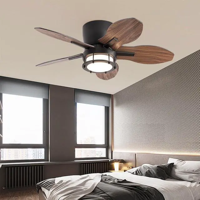 Alt view image 3 of 7 - 42 inch Ceiling Fans with Lights Flush Mount Ceiling Fan with Light and Remote 3 Color LED 6 Speed Reversible DC Motor 5 Blades Ceiling Fans for Bedroom Farmhouse