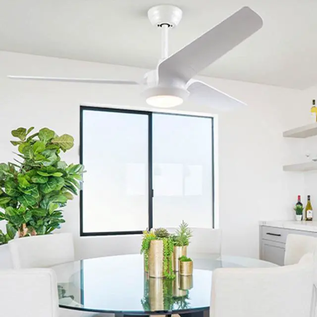 Alt view image 2 of 7 - Ceiling Fans with Lights 52-Inch, White Modern Ceiling Fan, Remote Control Reversible DC Motors, 3CCT Dimmable Timer Noiseless Outdoor Ceiling Fans for Bedroom Living Room Dining Room Patio