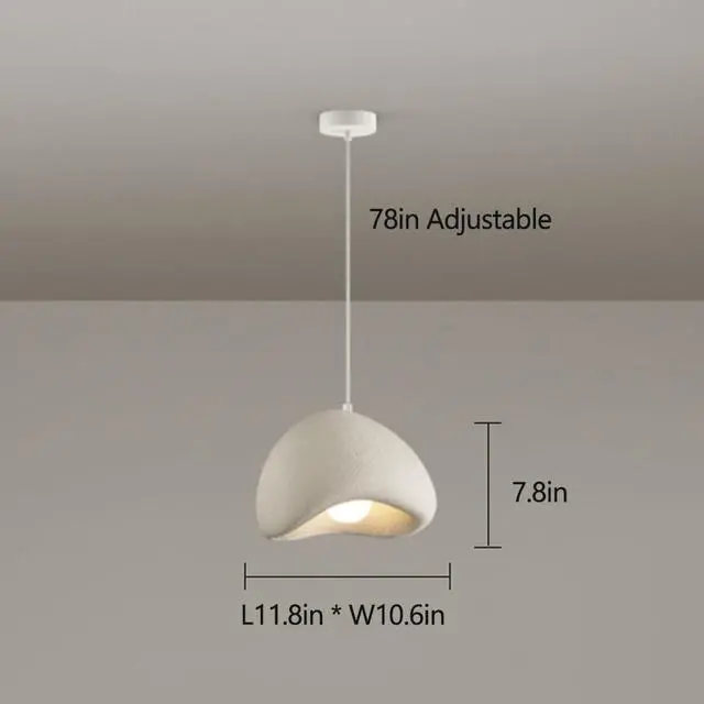 Alt view image 7 of 7 - Nordic Japanese Style Indoor Pendant Light Wabi-Sabi polystyrene Modern Pendant lamp Bird Nest Shape Adjustable Ceiling Hanging Light for Living Room Bedroom Kitchen