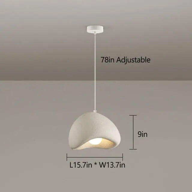Alt view image 7 of 7 - Nordic Japanese Style Indoor Pendant Light Wabi-Sabi polystyrene Modern Pendant lamp Bird Nest Shape Adjustable Ceiling Hanging Light for Living Room Bedroom Kitchen
