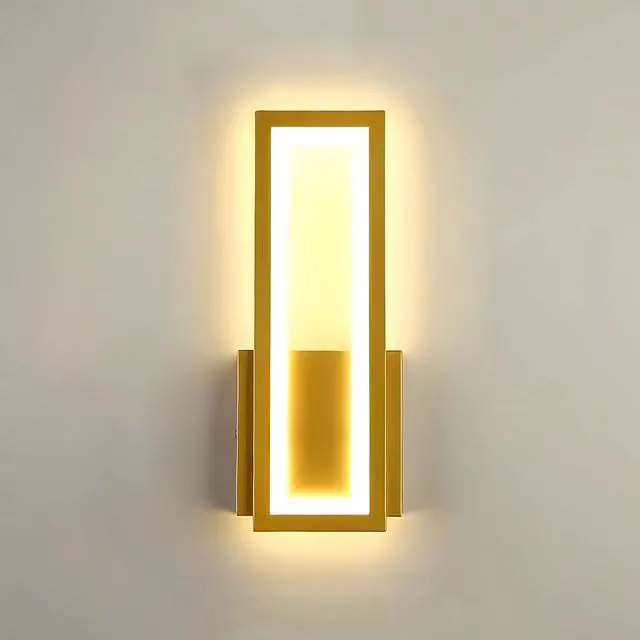 Main image of Indoor LED Wall Light Dimmable 16W Gold Modern Simple Rectangle Wall Lamp Aluminum & Acryli Decorative Wall Lighting for Bedroom Bedside Living Room Stairs Corridor