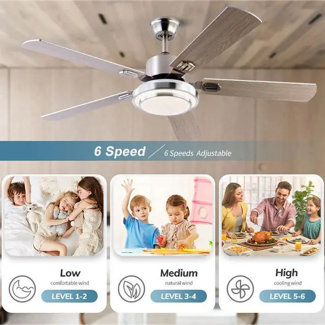 Alt view image 5 of 7 - Ceiling Fan with Lights and Remote 42 Inch Modern Ceiling Fans with Light, Reversible, 3CCT, Dimmable, Quiet Ceiling Fan for Bedroom Farmhouse Patio Indoor/Outdoor Use