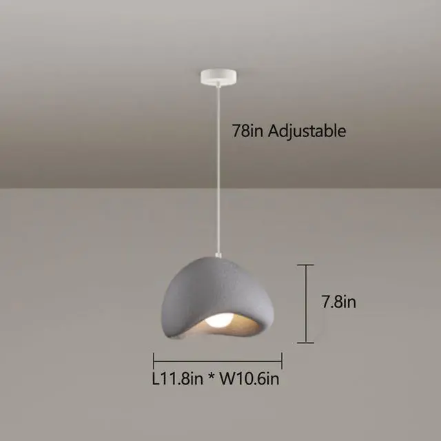 Alt view image 4 of 4 - Nordic Japanese Style Indoor Pendant Light Wabi-Sabi polystyrene Modern Pendant lamp Bird Nest Shape Adjustable Ceiling Hanging Light for Living Room Bedroom Kitchen