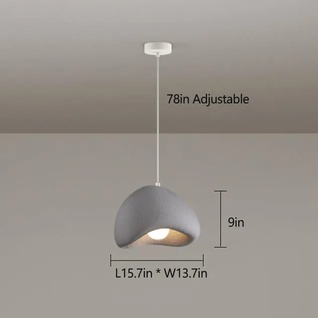 Alt view image 4 of 4 - Nordic Japanese Style Indoor Pendant Light Wabi-Sabi polystyrene Modern Pendant lamp Bird Nest Shape Adjustable Ceiling Hanging Light for Living Room Bedroom Kitchen