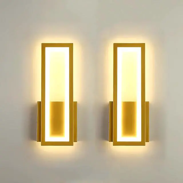 Main image of Indoor LED Wall Light Dimmable 16W Gold Modern Simple Rectangle Wall Lamp Aluminum & Acryli Decorative Wall Lighting for Bedroom Bedside Living Room Stairs Corridor