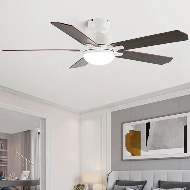 Alt view image 2 of 7 - 52 inch Ceiling Fan with Lights and Remote 6 Speed, 3 CCT, Reversible Flush Mount Ceiling Fans Farmhouse Ceiling Fan with Light for Bedroom Living Room Kids Room