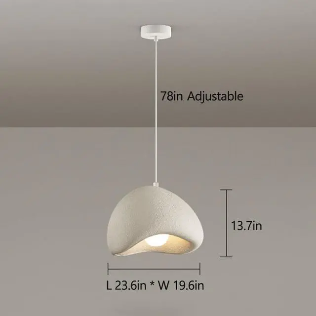 Alt view image 7 of 7 - Nordic Japanese Style Indoor Pendant Light Wabi-Sabi polystyrene Modern Pendant lamp Bird Nest Shape Adjustable Ceiling Hanging Light for Living Room Bedroom Kitchen