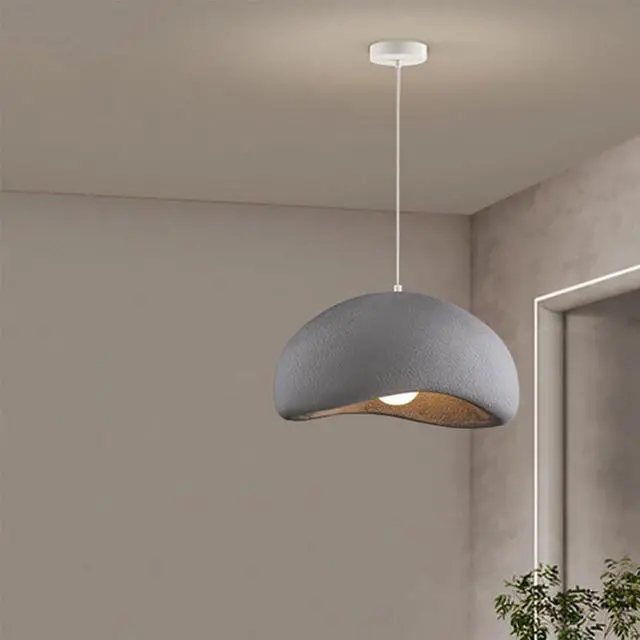 Alt view image 2 of 4 - Nordic Japanese Style Indoor Pendant Light Wabi-Sabi polystyrene Modern Pendant lamp Bird Nest Shape Adjustable Ceiling Hanging Light for Living Room Bedroom Kitchen