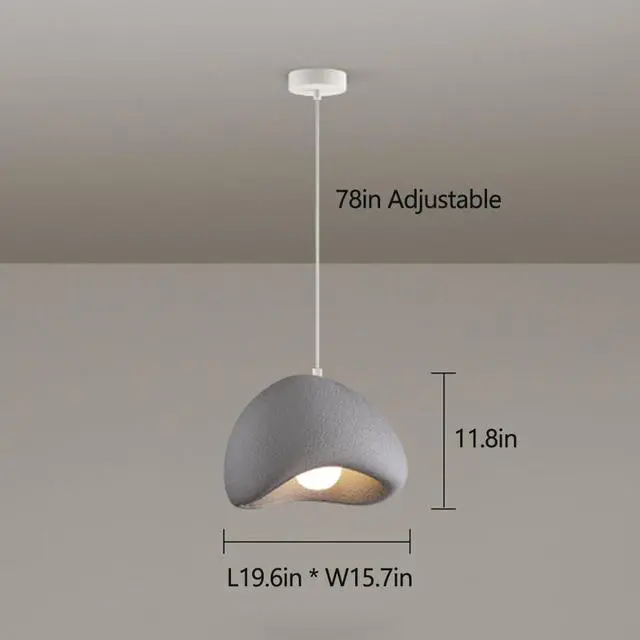 Alt view image 4 of 4 - Nordic Japanese Style Indoor Pendant Light Wabi-Sabi polystyrene Modern Pendant lamp Bird Nest Shape Adjustable Ceiling Hanging Light for Living Room Bedroom Kitchen