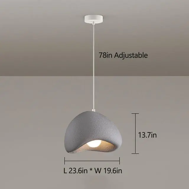 Alt view image 4 of 4 - Nordic Japanese Style Indoor Pendant Light Wabi-Sabi polystyrene Modern Pendant lamp Bird Nest Shape Adjustable Ceiling Hanging Light for Living Room Bedroom Kitchen