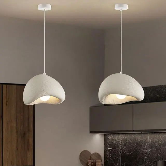 Alt view image 2 of 7 - Nordic Japanese Style Indoor Pendant Light Wabi-Sabi polystyrene Modern Pendant lamp Bird Nest Shape Adjustable Ceiling Hanging Light for Living Room Bedroom Kitchen