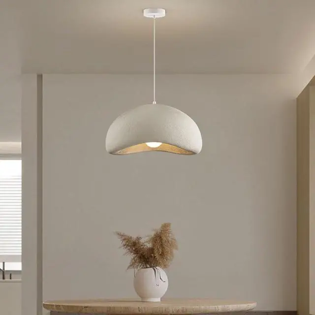 Alt view image 3 of 7 - Nordic Japanese Style Indoor Pendant Light Wabi-Sabi polystyrene Modern Pendant lamp Bird Nest Shape Adjustable Ceiling Hanging Light for Living Room Bedroom Kitchen