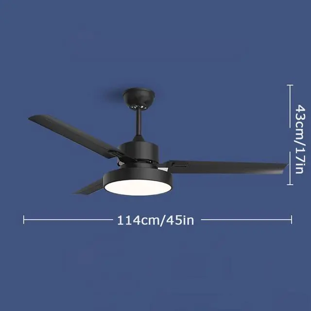 Alt view image 7 of 7 - Simple Iron Leaf Ceiling Fan with Lights Smart Remote Ceiling Fans with Lights for Bedroom LED 3 Color Dimmable Living Room Ceiling Fan Mute Flush Mount Fan Light