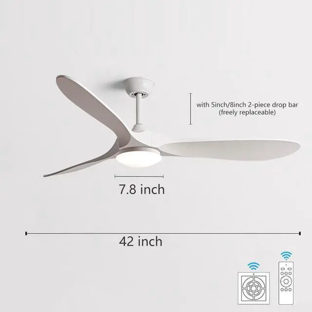 Alt view image 7 of 7 - 42 inch Modern Indoor Ceiling Fan with Light and Remote, 3CCT, Reversible, Timer, Mute for Bedroom, Living Room, Kids Room, Small Space