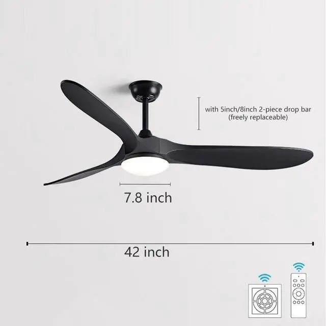 Alt view image 7 of 7 - 42 inch Ceiling Fan with Lights, Modern Indoor Ceiling Fan with Light and Remote 3CCT, Reversible, Timer, Mute 3-Blade Ceiling Fan for Bedroom Living Room Kids Room Small Space