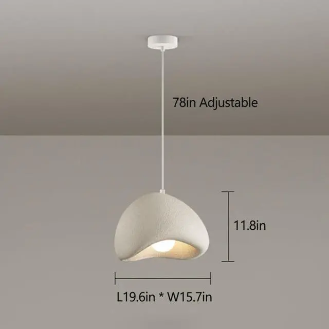 Alt view image 7 of 7 - Nordic Japanese Style Indoor Pendant Light Wabi-Sabi polystyrene Modern Pendant lamp Bird Nest Shape Adjustable Ceiling Hanging Light for Living Room Bedroom Kitchen