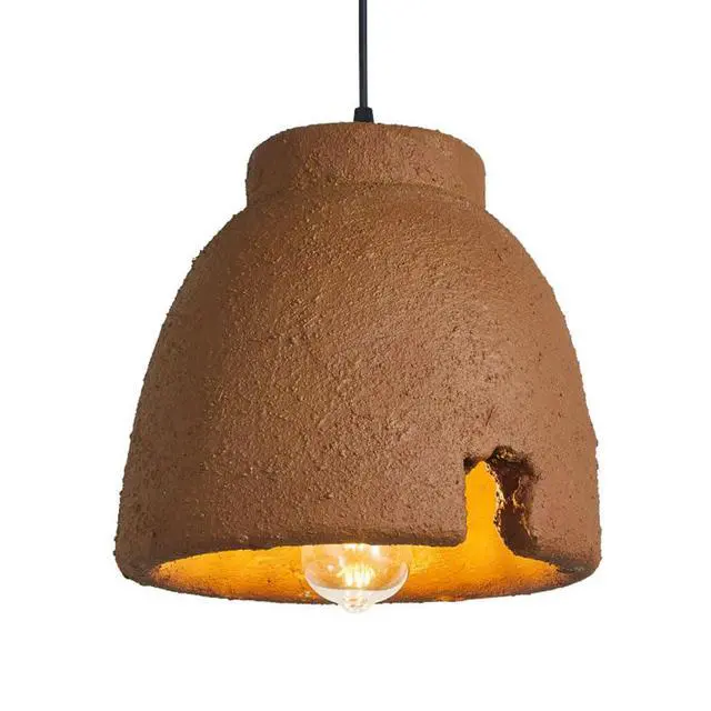 Main image of Vintage polystyrene Pendant Light Japanese Wabi-Sabi Style Bird Nest Pendant lamp Modern Indoor Notch Design Ceiling Pendant Fixtures for Kitchen Island Bedroom Dining Lighting(Brown)