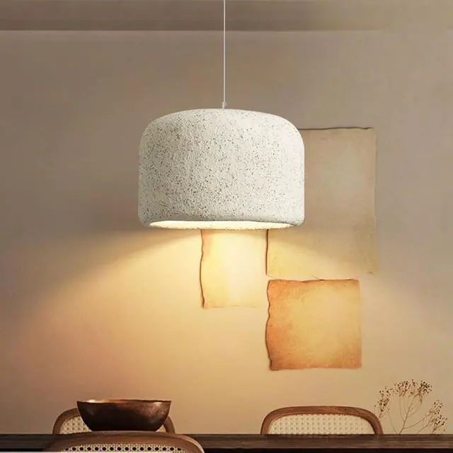 Alt view image 2 of 7 - Wabi-Sabi Style Pendant Light Lighting 1 Light Modern Pendant lamp Japanese Indoor Semi Flush Mount Hanging Light E26 Concrete Finish Ceiling Pendant Fixtures for Living Room Bedroom Kitchen