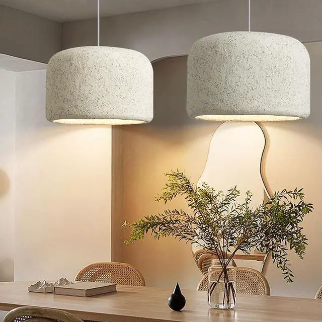 Alt view image 3 of 7 - Wabi-Sabi Style Pendant Light Lighting 1 Light Modern Pendant lamp Japanese Indoor Semi Flush Mount Hanging Light E26 Concrete Finish Ceiling Pendant Fixtures for Living Room Bedroom Kitchen
