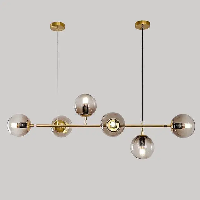 Main image of 6 Light E27 Modern Chandelier Northern Europe Glass Ball Chandelier Industrial 51 inch Ceiling Pendant Lamp for Living Room Dining Room Art Decoration Restaurant