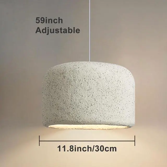 Alt view image 7 of 7 - Wabi-Sabi Style Pendant Light Lighting 1 Light Modern Pendant lamp Japanese Indoor Semi Flush Mount Hanging Light E26 Concrete Finish Ceiling Pendant Fixtures for Living Room Bedroom Kitchen