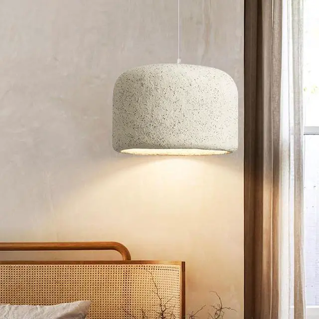 Alt view image 4 of 7 - Wabi-Sabi Style Pendant Light Lighting 1 Light Modern Pendant lamp Japanese Indoor Semi Flush Mount Hanging Light E26 Concrete Finish Ceiling Pendant Fixtures for Living Room Bedroom Kitchen