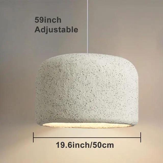 Alt view image 7 of 7 - Wabi-Sabi Style Pendant Light Lighting 1 Light Modern Pendant lamp Japanese Indoor Semi Flush Mount Hanging Light E26 Concrete Finish Ceiling Pendant Fixtures for Living Room Bedroom Kitchen