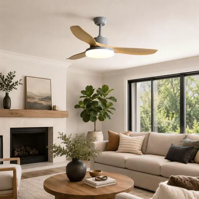 Alt view image 6 of 7 - 42" Ceiling Fans with Lights, Modern Ceiling Fan with Lights and Remote Control, Reversible DC Motors, 3CCT Dimmable Timer Noiseless 6 Speed Ceiling Fans for Farmhouse Bedroom Patio Balcony