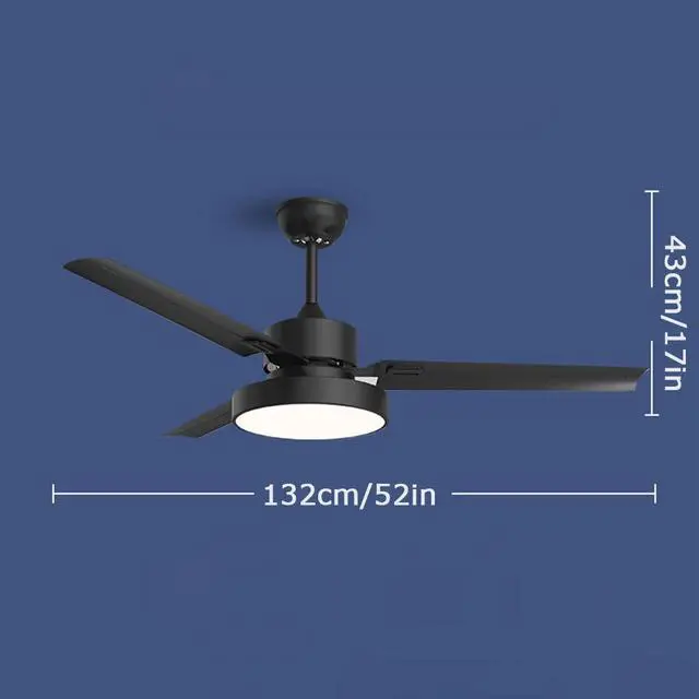 Alt view image 7 of 7 - Simple Iron Leaf Ceiling Fan with Lights Smart Remote Ceiling Fans with Lights for Bedroom LED 3 Color Dimmable Living Room Ceiling Fan Mute Flush Mount Fan Light