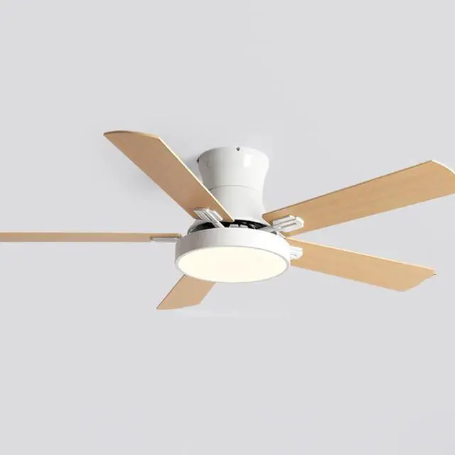 Main image of Creative Ceiling Fan with Lights Wood 42 Inch Bedroom Ceiling Fan Smart Remote 3 Color Ceiling Fan Light LED Flush Mount Mute Ceiling Fan Modern Kids Room Low Profile Ceiling Fan