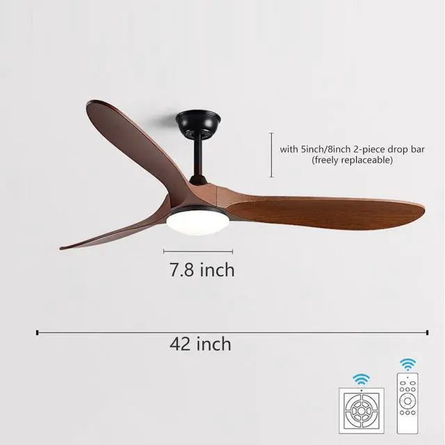 Alt view image 7 of 7 - 42 inch Ceiling Fan with Lights, Modern Indoor Ceiling Fan with Light and Remote 3CCT, Reversible, Timer, Mute 3-Blade Ceiling Fan for Bedroom Living Room Kids Room Small Space