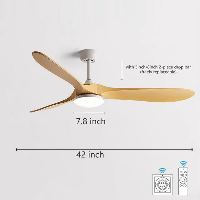 Alt view image 7 of 7 - 42 inch Ceiling Fan with Lights, Modern Indoor Ceiling Fan with Light and Remote 3CCT, Reversible, Timer, Mute 3-Blade Ceiling Fan for Bedroom Living Room Kids Room Small Space
