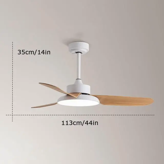 Alt view image 5 of 5 - 44 Inch Low Profile Ceiling Fan with Light Modern Simple Ceiling Fan Light Imitation Wood Ceiling Fans with Lights and Remote Outdoor Ceiling Fans for Patios with Light